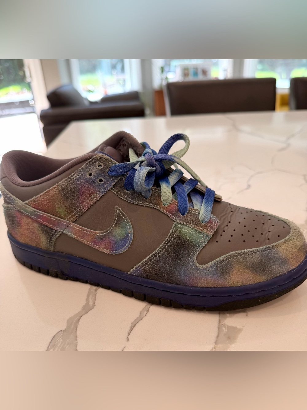 Nike Kids Gray Sneaker with Multicolor Suede Accents
